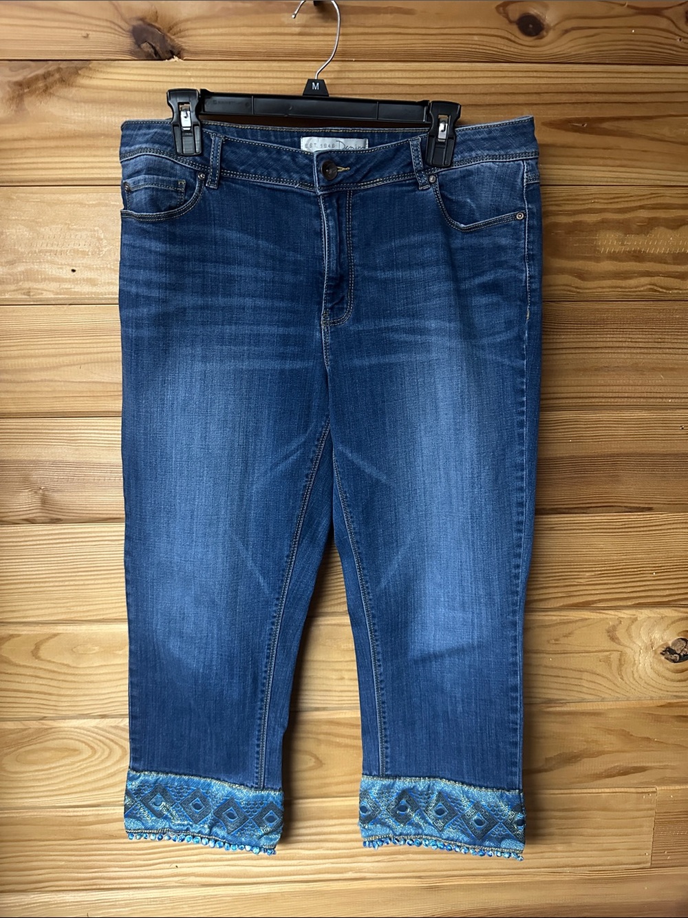 Est 1946 Denim Embellished Hem Dark Blue Women’s Jeans Size 14